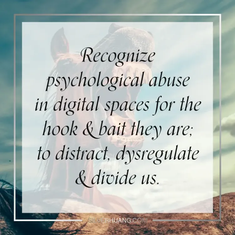 Recognize psychological abuse in digital spaces for the hook & bait they are; to distract, dysregulate & divide us.